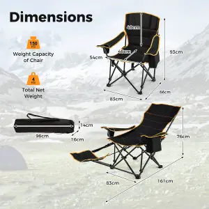 Costway Folding Camping Chair Camping Lounge Chair with Adjustable Backrest