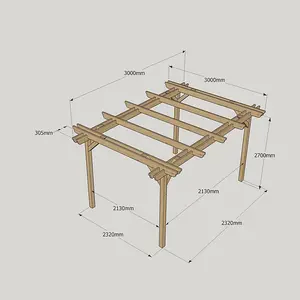 Double Garden Pergola - Wood - L300 x W300 x H270 cm - Light Green