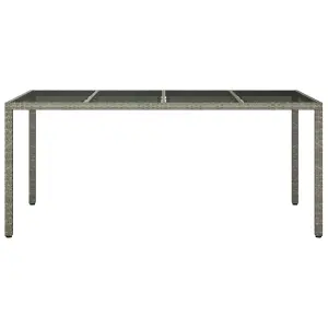 Berkfield Garden Table Grey 190x90x75 cm Tempered Glass and Poly Rattan