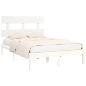 Berkfield Bed Frame White Solid Wood 120x200 cm