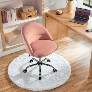 Yaheetech Velvet Swivel Desk Chair with Adjustable Seat Height - Pink