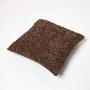 Homescapes Sofia Pleated Brown Velvet Cushion