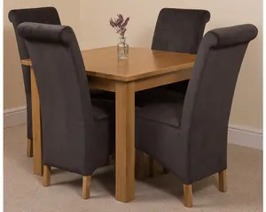 Oslo 90 x 90 cm Oak Small Dining Table and 4 Chairs Dining Set with Montana Black Fabric Chairs