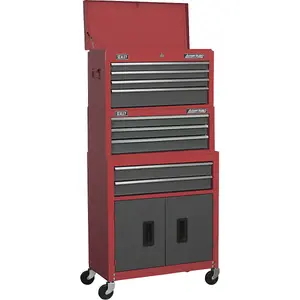 Red 9 Drawer Tool Chest Unit - 615 x 295 x 1295mm