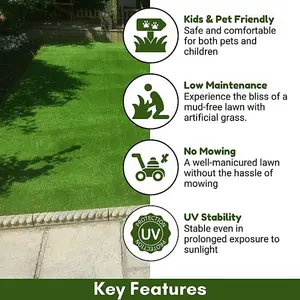 Leeds 18mm Outdoor Artificial Grass, Genuine Looking Outdoor Artificial Grass For Patio Garden Lawn-9m(29'5") X 4m(13'1")-36m²