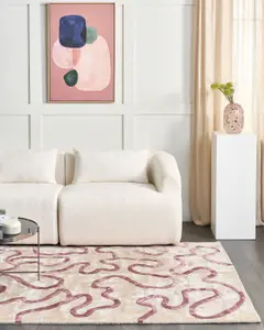 Viscose Area Rug Abstract Pattern 160 x 230 cm Beige and Pink KAPPAR