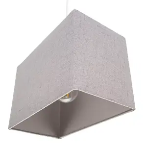 Modern and Sleek Grey Stitch Linen Fabric Rectangular Lamp Shade with Lining