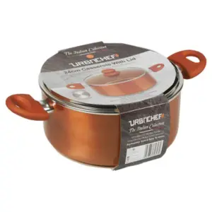 URBNCHEF 31cm Height Copper Non-Stick Ceramic Induction Casserole Set with Glass Lids