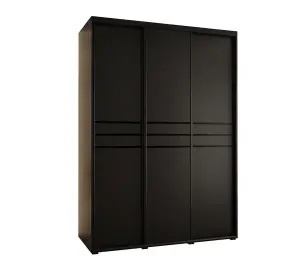 Sleek Black Sliding Door Wardrobe W170cm H205cm D60cm - Modern Storage Solution for Compact Spaces