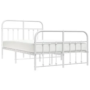 Berkfield Metal Bed Frame with Headboard and Footboard White 120x190 cm