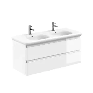 Marvel 1200mm Wall Hung Bathroom Vanity Unit in Gloss White with Round Resin Basin