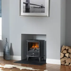 Dimplex Willowbrook Optimyst Electric Stove, Black Free Standing Electric Fireplace with Realistic LED Flame and Smoke Effect, Fan