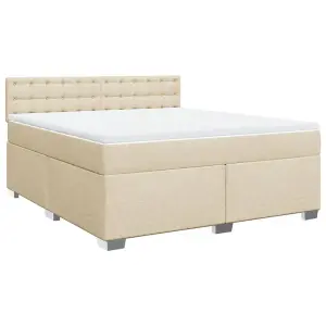 Berkfield Box Spring Bed with Mattress Cream 180x200 cm Fabric