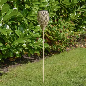 Festive Lights 75cm Sandstone Solar Metal Stake Light Garden Pathway Outdoor IP44 Lighting