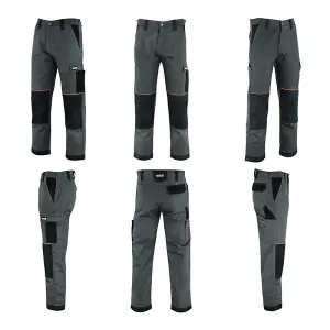 MS9 Mens Cargo Combat Work Working Trouser Trousers Pants Jeans with Multifuncational Pockets, Grey - 32W/32L