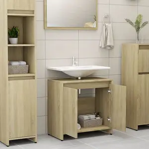 Berkfield Bathroom Cabinet Sonoma Oak 60x33x61 cm Engineered Wood