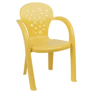 URBNLIVING 50cm Height Yellow Coloured Stackable Plastic Chairs for Kids Party Play