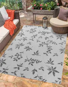 Modern Floral Design Outdoor-Indoor Rugs Dark Grey 160x230 cm