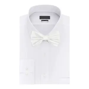 White Satin Polyester Bow Tie for Casual & Formal Wear, Wedding Party Accessory