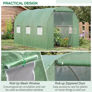 Outsunny Polytunnel Walk-in Garden Greenhouse with Zip Door and Windows 3 x 2M