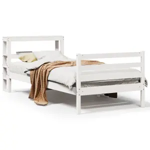 Berkfield Bed Frame without Mattress White 75x190 cm Small Single Solid Wood Pine