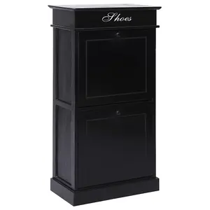 Shoe Cabinet Black 50x28x98 cm Paulownia Wood