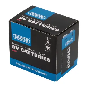 Draper PowerUP Ultra Alkaline 9V Batteries (Pack of 4) 03981