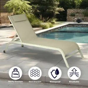 Bali Metal Reclining Sun Lounger Sage Green Set of 2