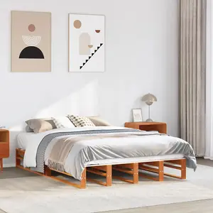 Berkfield Bed Frame without Mattress Wax Brown 160x200 cm Solid Wood Pine