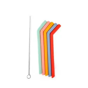 Silicone Straw 5PK different colors and matching cleaning tools