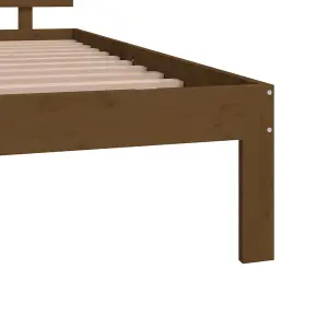 Berkfield Bed Frame Honey Brown Solid Wood 120x190 cm Small Double