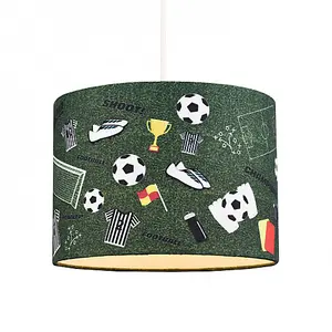 Black and White Themed Football Cotton Fabric Lamp Shade with Grass Background