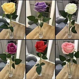 Best Artificial 45cm Single Purple Rose romantic wedding valentines gift