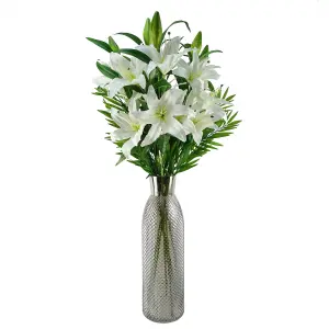 Artificial 100cm Large White Lily Stem - 3 Flowers