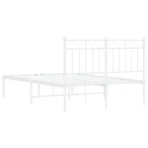 Berkfield Metal Bed Frame with Headboard White 120x190 cm