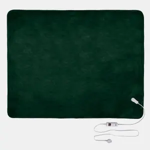 Teddy Fleece Electric Over Blanket Heated Remote, Forest Green - 130 x 160cm