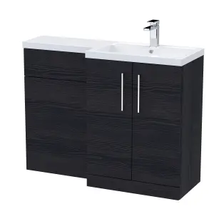 Furniture Combination Vanity Basin and WC Unit Right Hand - 1100mm x 390mm - Charcoal Black