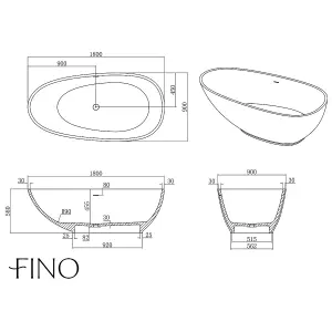 Huesca Freestanding Stone Bath 1800mm