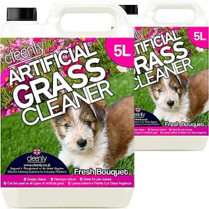 Cleenly Artificial Grass Cleaner for Dogs - Eliminates Pet Urine Stains and Odours - Fresh Bouquet Fragrance (10 Litres)