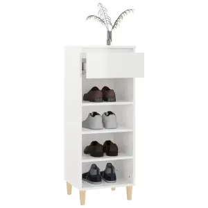 Berkfield Shoe Cabinet High Gloss White 40x36x105 cm Engineered Wood