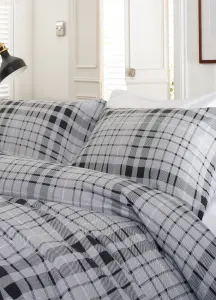 TLC Buchanan Check Printed Brushed 100% Cotton Bedlinen Duvet set