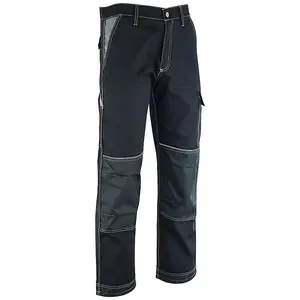 MS9 Mens Cargo Combat Work Working Trouser Trousers Pants Jeans with Multifuncational Pockets, Black - 30W/34L