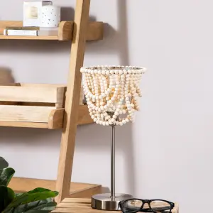 Litecraft Pilli Natural Beaded 1 Light Table Lamp