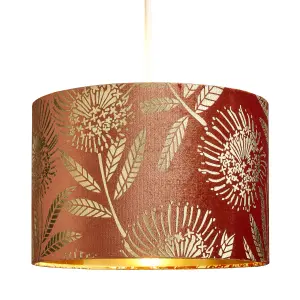 The Lighting Edit Varuna Orange Velvet effect Floral Light shade (D)30cm