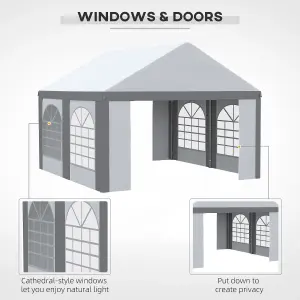Outsunny 4 x 4m Party Tent, Marquee Gazebo with Sides, Windows and Double Doors