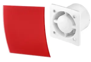 Awenta 100mm Humidity Sensor Extractor Fan  Matte Red Glas Front Panel ESCUDO Wall Ceiling Ventilation