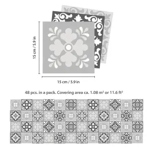 Walplus Classic Grey Mosaic Combo Tile Stickers