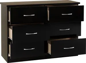 Nevada 6 Drawer Chest in Black Gloss Finish