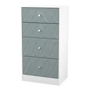 San Jose Ready assembled Duck egg blue & white 4 Drawer Chest (H)1063mm (W)746mm (D)395mm