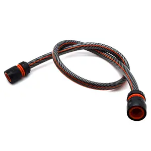 Garden Hose Pipe, 1 m / 3.2 ft Long + 2 x Connectors, Reinforced 6 Layer Non-Toxic 1/2" Watering Irrigation Hosepipe (Black)